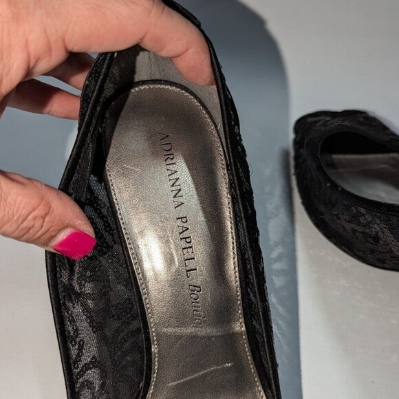 Adrianna Papell 9M Black Sequin Embellished Peep Toe Heels - Picture 6 of 6